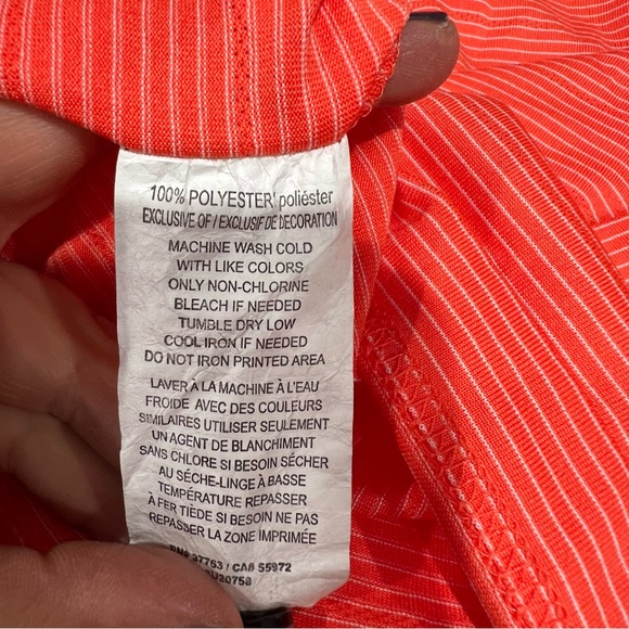 PGA Tour Men's Shirt Short Sleeve Golf Orange Striped Airflux Size XL - Picture 9 of 9